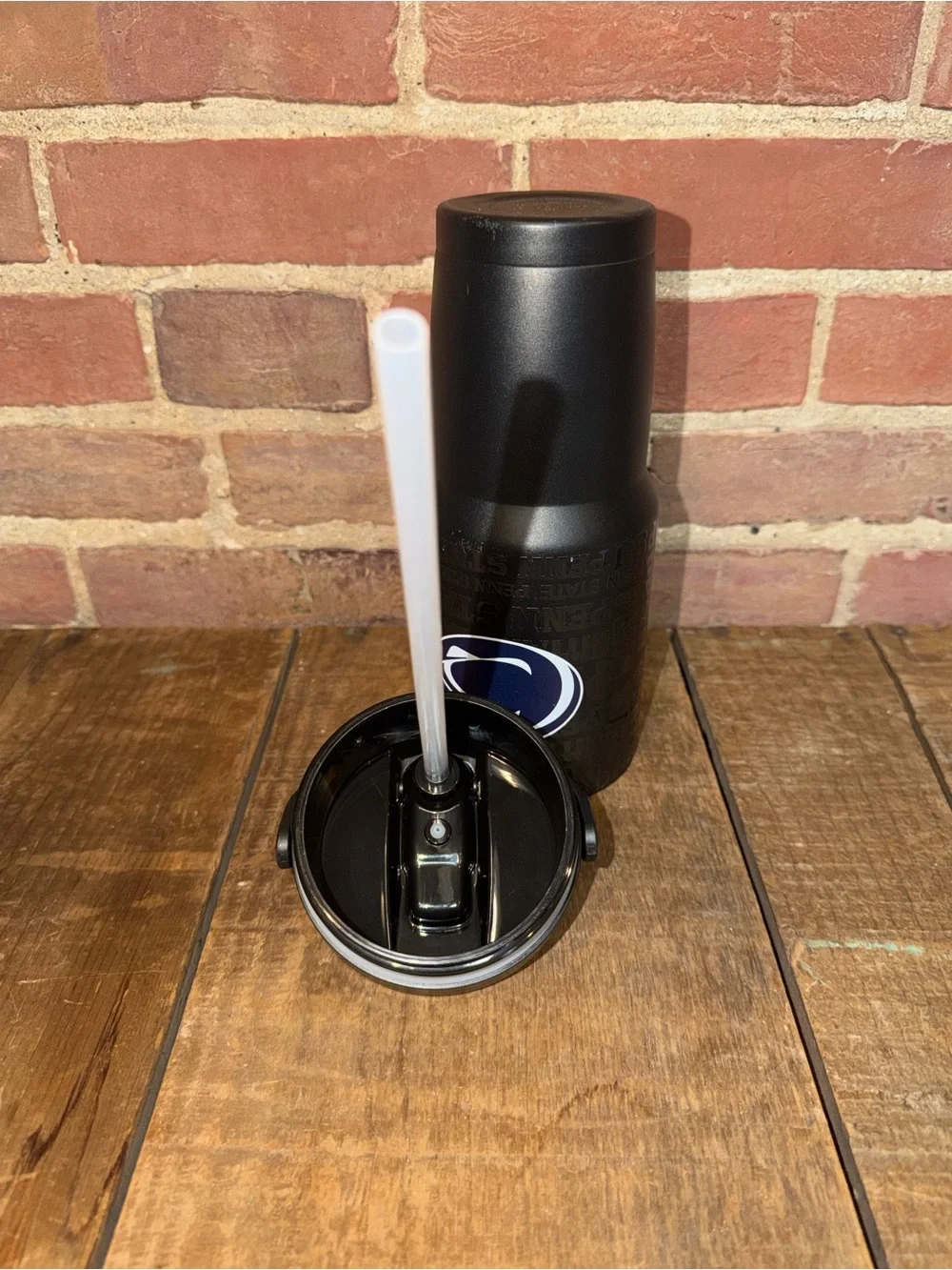 NCAA Penn State Nittany Lions Black Travel Tumbler Double Walled 30oz Straw
